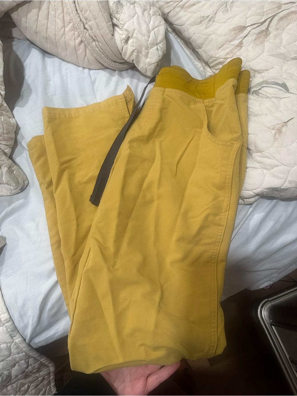 Figs Women's Mustard Yellow Scrub Pants with Drawstring